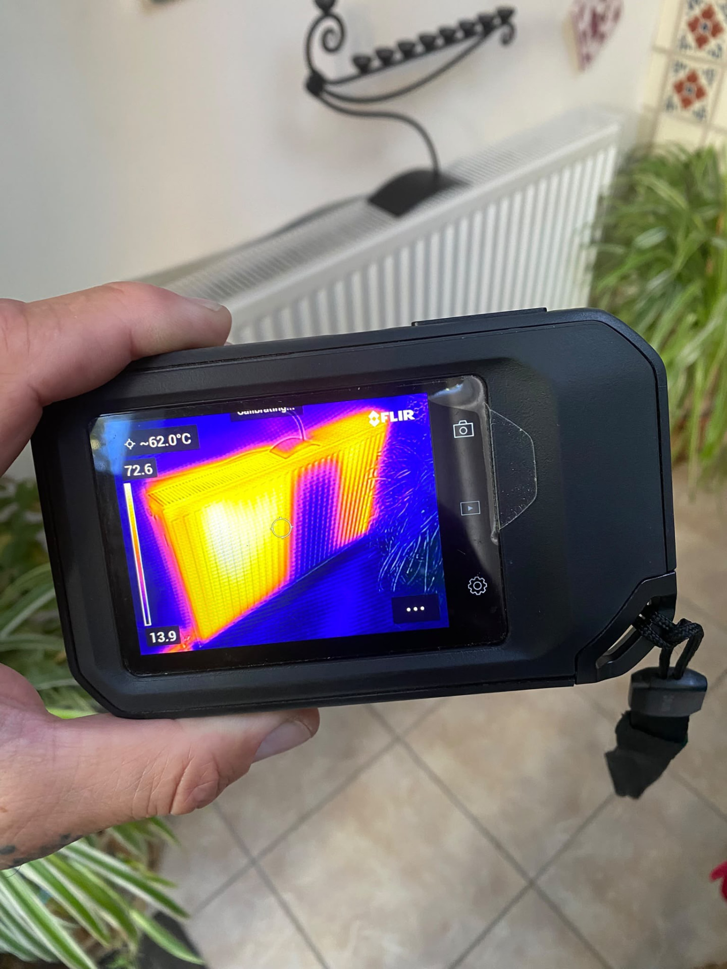 Thermal image of a radiator with even heat distribution after a London powerflush