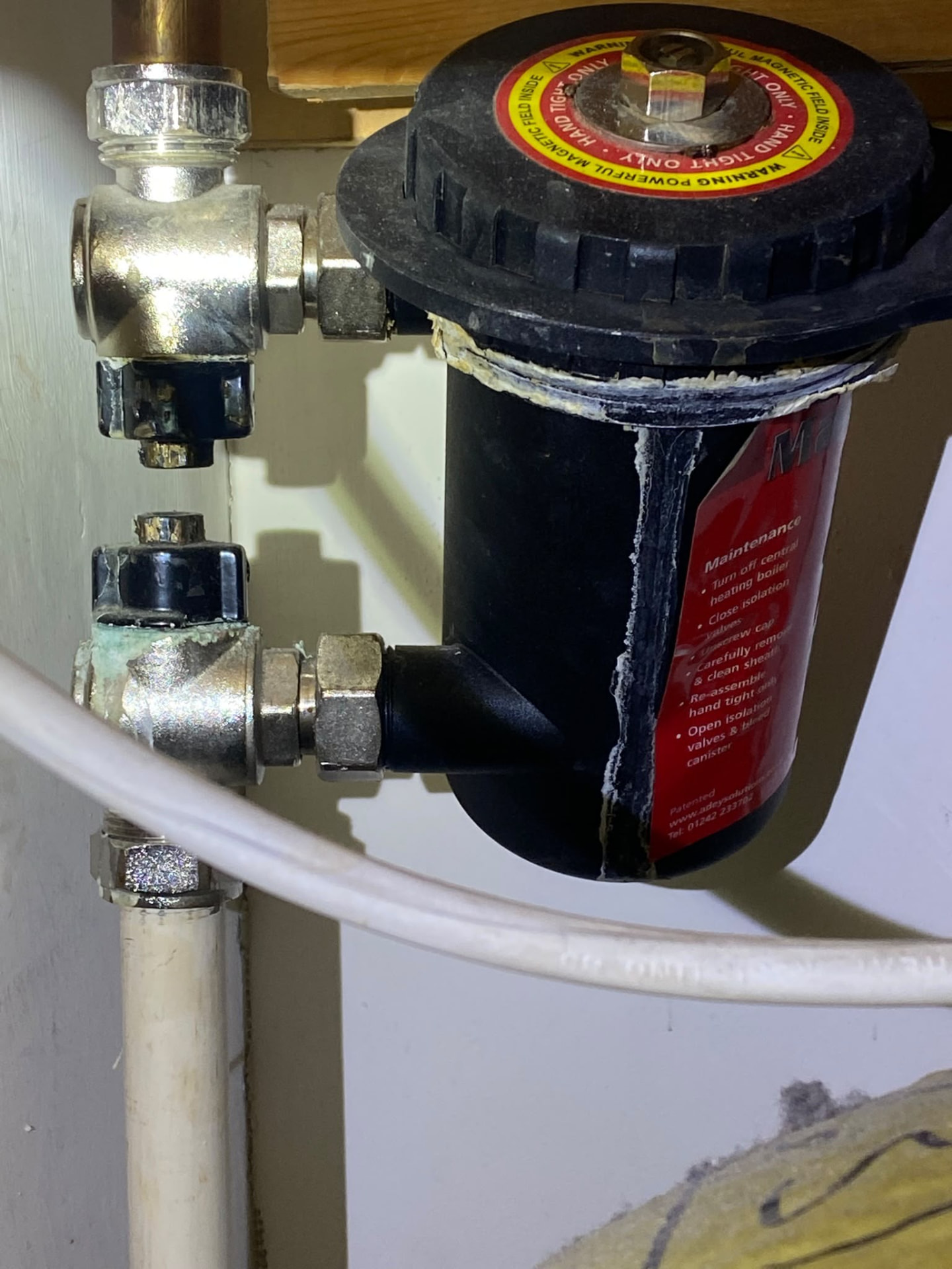 MagnaClean magnetic filter installed on a London central heating return